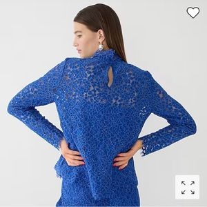 JCrew scalloped lace mock neck top Sz 4 $148 NWT